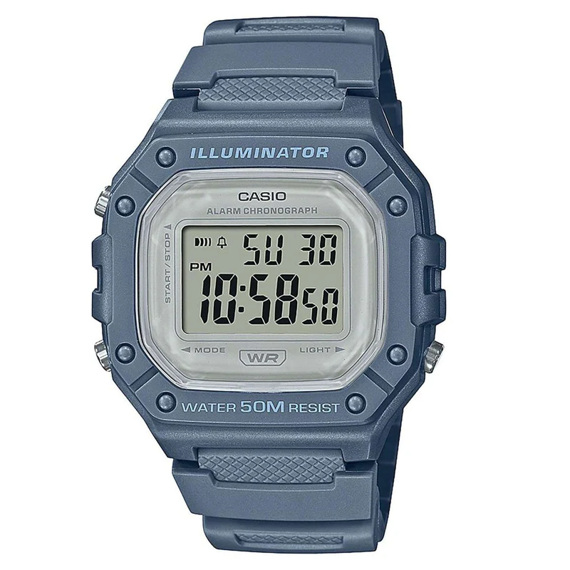 Casio Collection Digital Quartz Grey Resin Bracelet Ladies Watch W-218HC-2AVEF