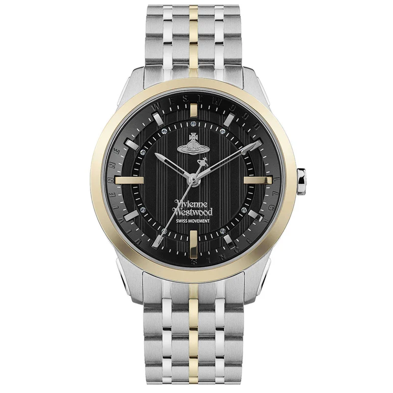 Vivienne Westwood East End Quartz Black Dial Stainless Steel Bracelet Ladies Watch VV262BKSG