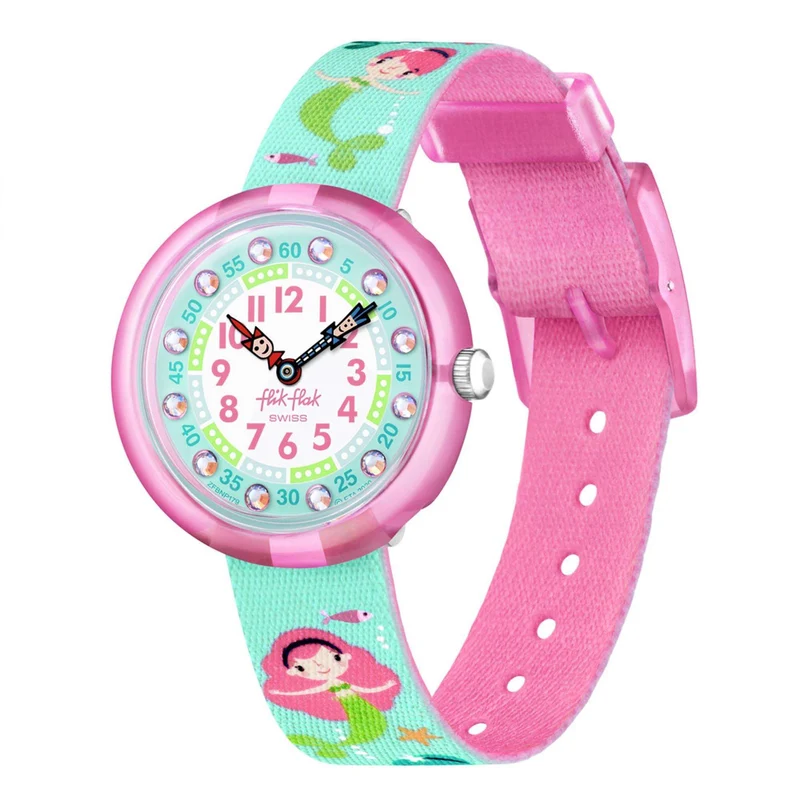 Flik Flak Mermailicious Quartz Blue Dial Blue Fabric Strap Kids FBNP179