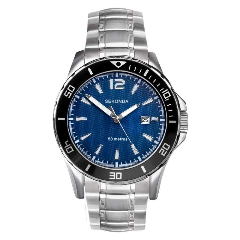 Sekonda Sports Quartz Blue Dial Stainless Steel Bracelet Men's Watch 1407