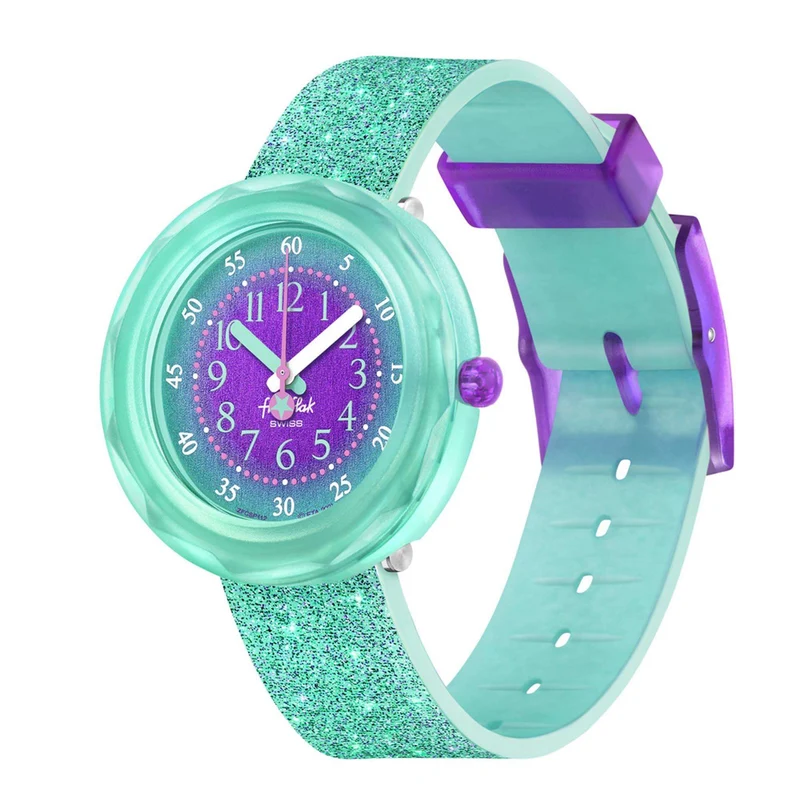 Flik Flak Oceanaxus Quartz Purple Dial Blue Silicone Strap Kids Watch FCSP112