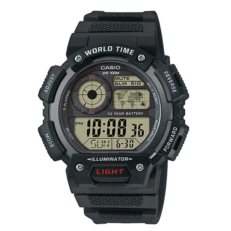 Casio Collection Quartz Black Dial Black Resin Strap Watch AE-1400WH-1AVEF