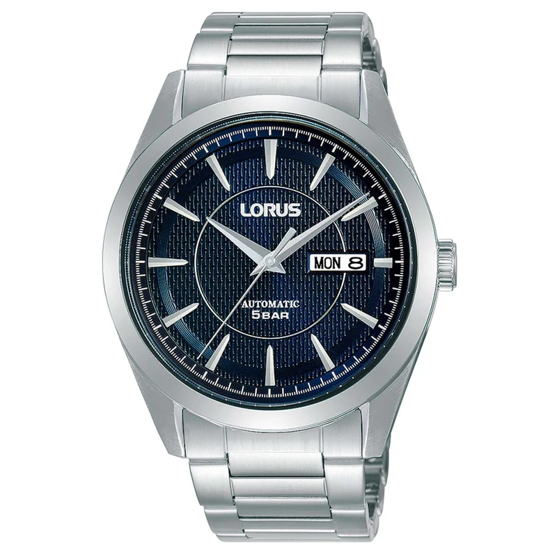 Lorus Classic Automatic Blue Dial Day Date Steel Bracelet Men's Watch RL437AX9