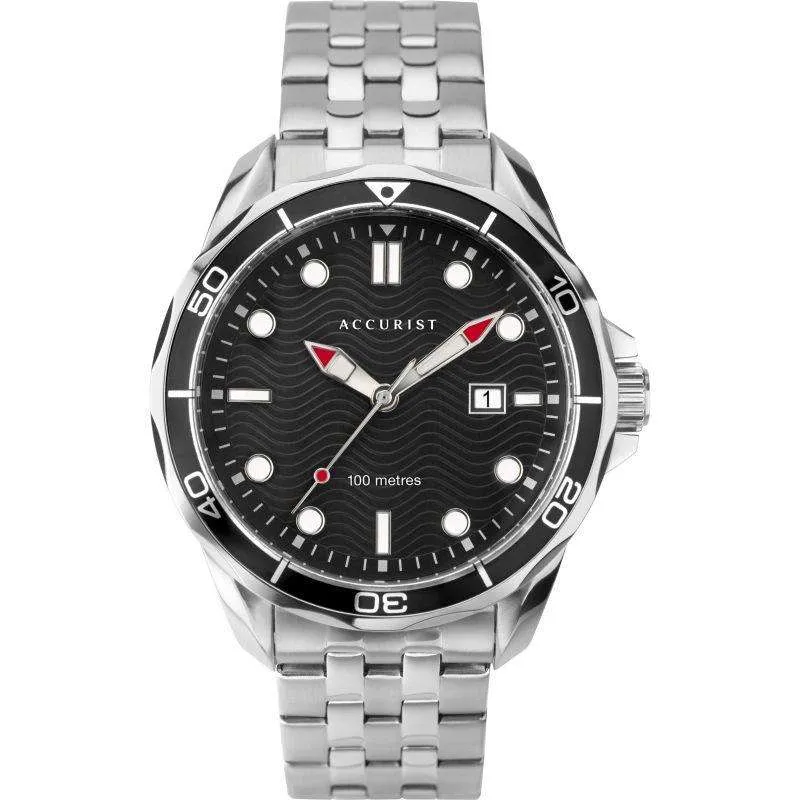 Accurist Quartz Black Dial Stainless Steel Bracelet Mens Watch 7291