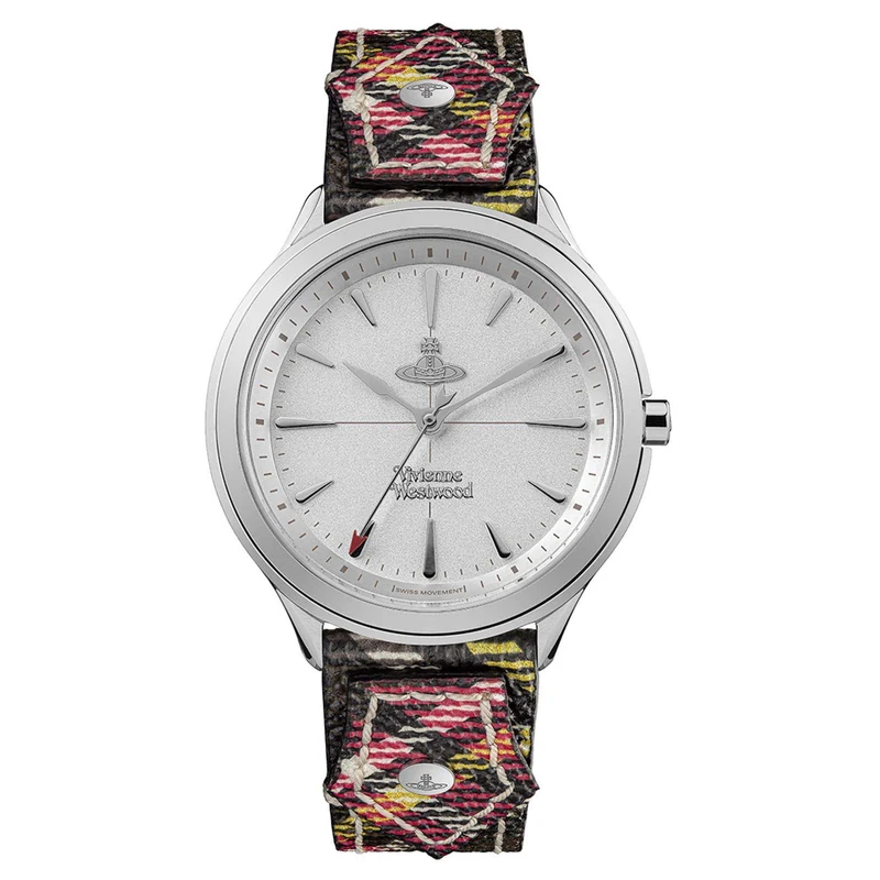 Vivienne Westwood The Elcho Quartz Silver Dial Tartan Leather Strap Ladies Watch VV255SLMT