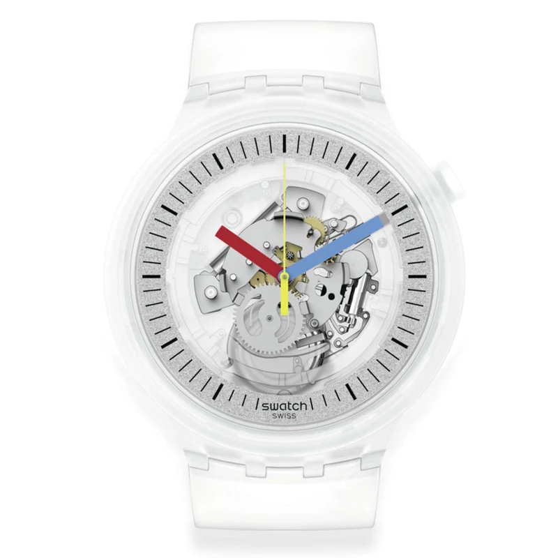 Swatch Clearly Bold Quartz Transparent Dial Transparent Strap Watch SB01K100