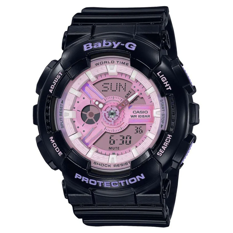 Casio G-Shock Quartz Pink Dial Black Strap Ladies Watch BA-110PL-1AER