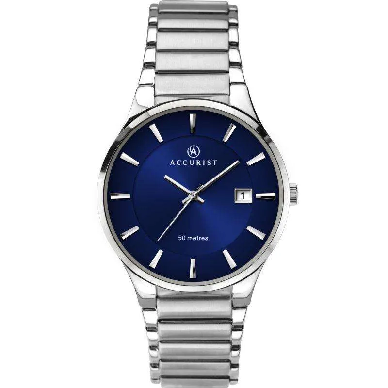 Accurist Quartz Blue Dial Stainless Steel Bracelet Signature Mens Watch 7217