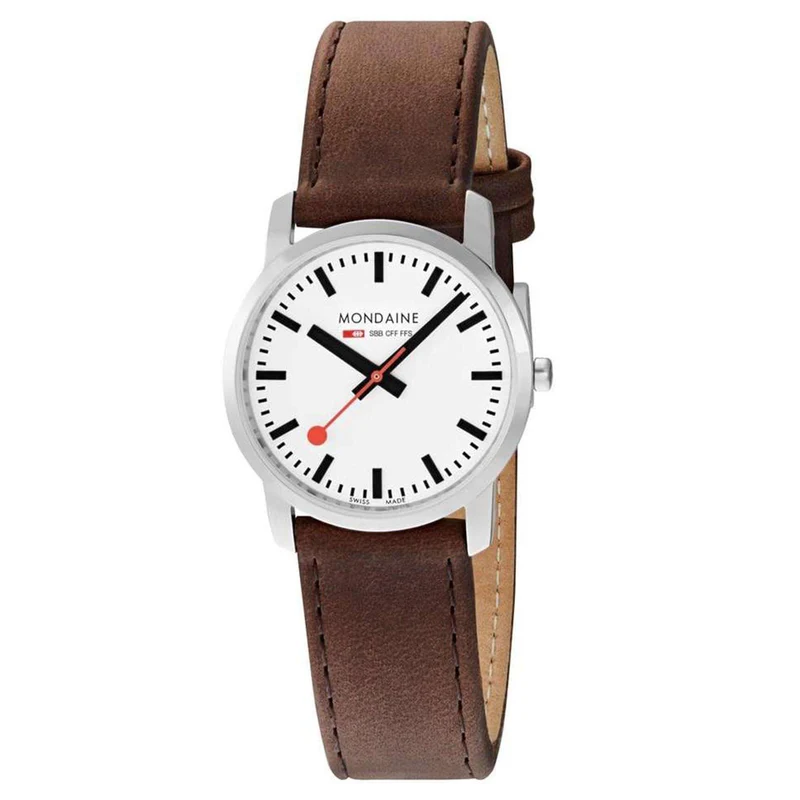 Mondaine Simply Elegant Quartz White Dial Red Leather Strap Watch A400.30351.11SBP