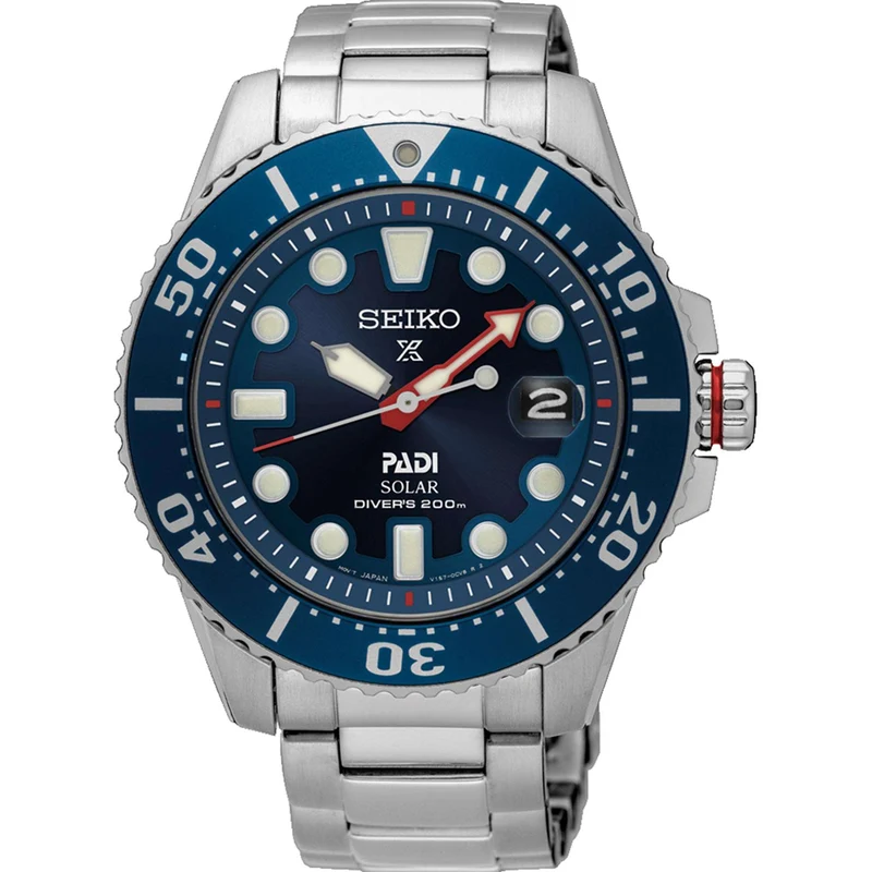 Seiko Prospex Special Edition PADI Solar Blue Dial Steel Bracelet Men's Watch SNE549P1