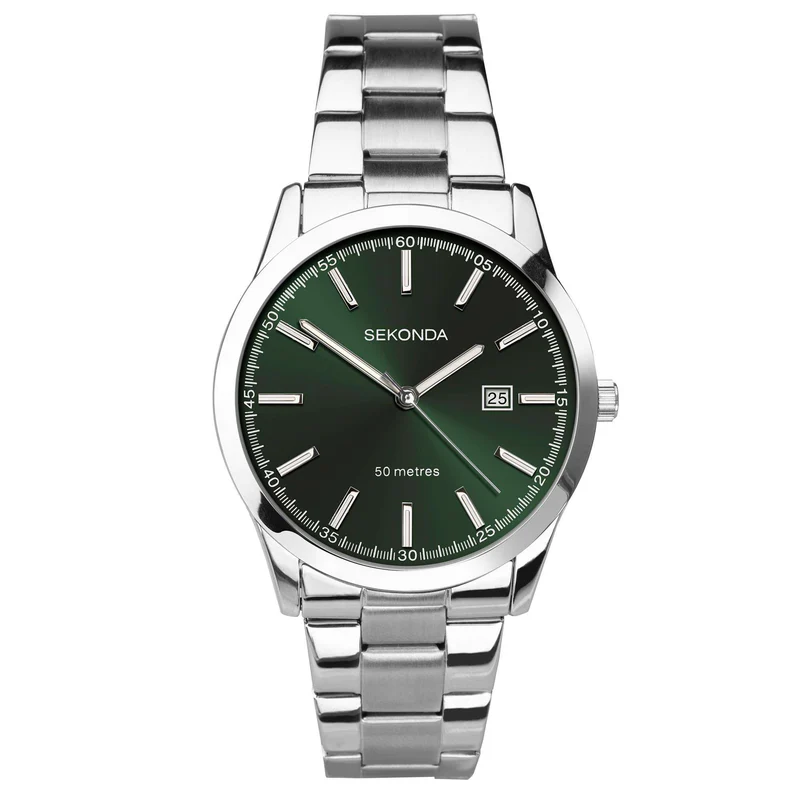 Sekonda Classic Quartz Green Dial Stainless Steel Bracelet Men's Watch 1946
