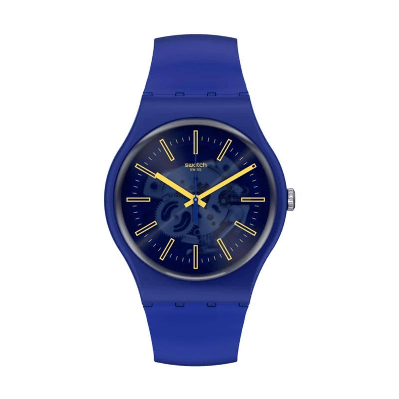 Swatch New Gent Sunbrush Sky Quartz Blue Dial Silicone Watch SO29N101