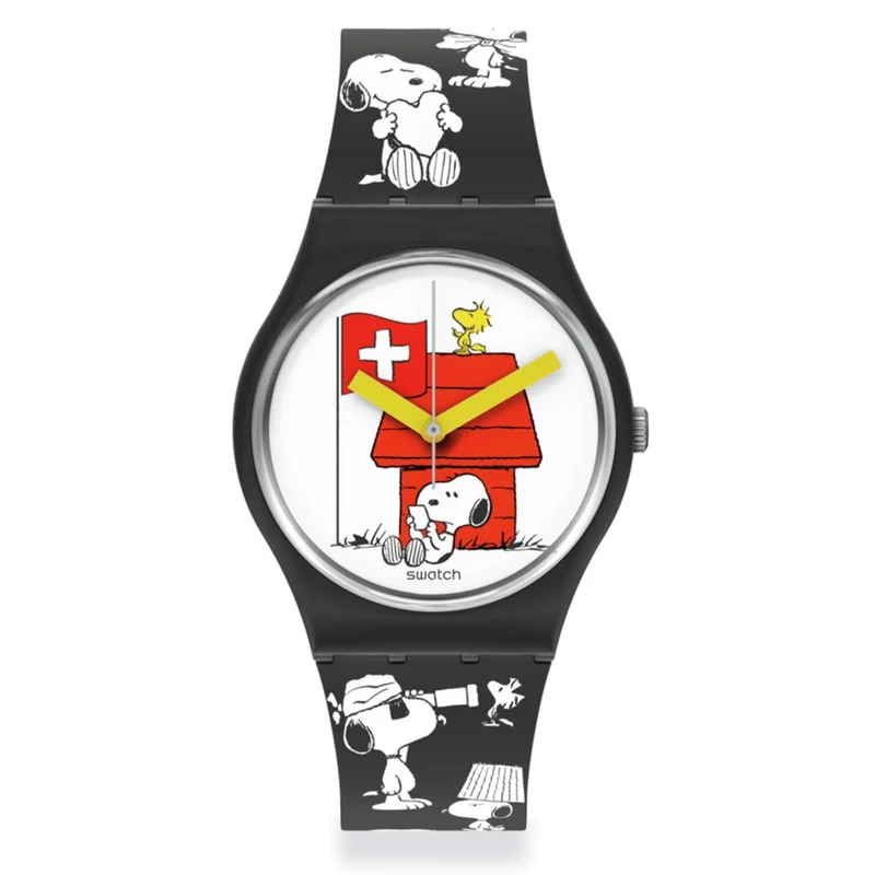 Swatch Peanuts Snoopy Grande Bracchetto! White Dial Silicone Watch SO28Z107