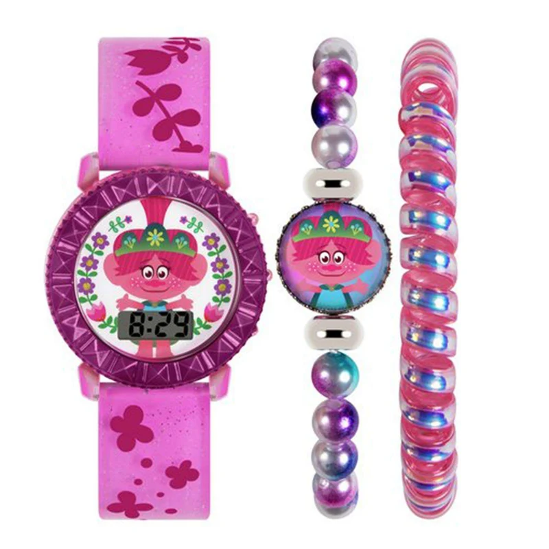 Disney Trolls Quartz White Dial Pink Plastic Strap Kids Watch TRT40021ARG