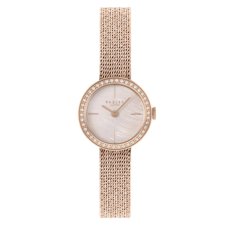 Radley Quartz Pink Dial Gold Milanese Brass Bracelet Ladies Watch RY4570