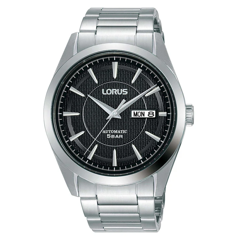 Lorus Classic Automatic Black Dial Stainless Steel Bracelet Men's Watch RL441AX9