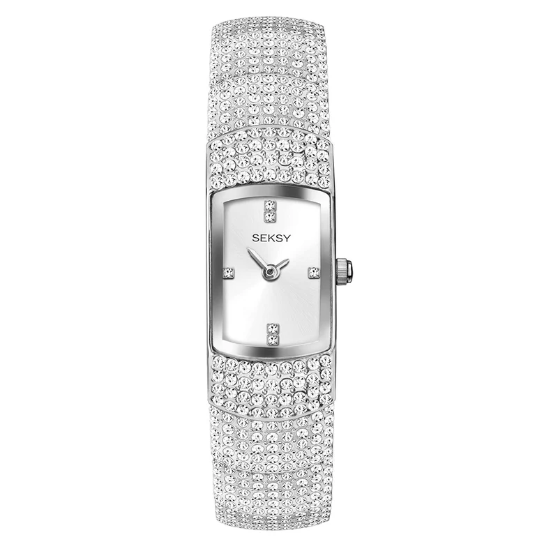 Seksy Dress Quartz Silver Dial Two Tone PVD Brass Bracelet Ladies Watch 2734