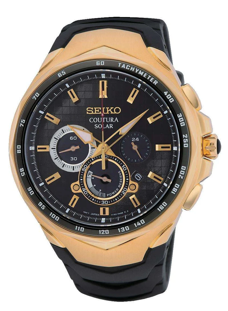 Seiko Coutura Solar Quartz Black Dial Black Silicone Strap Men's Watch SSC810P9