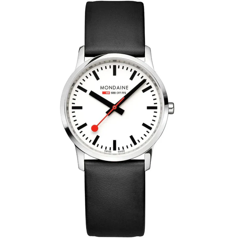 Mondaine Simply Elegant Quartz White Dial Leather Watch A400.30351.12SBB