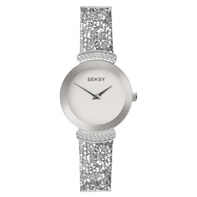 Seksy Rocks Quartz Silver Dial Silver Brass Bracelet Ladies Watch 2721