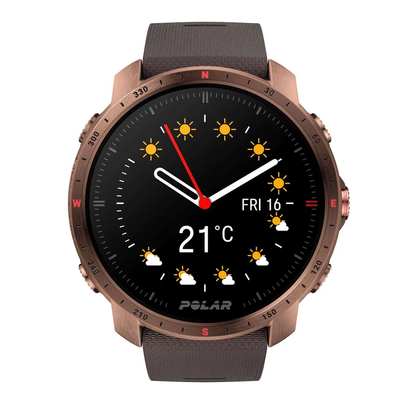 Polar Grit X Pro Nordic Copper Quartz Black Dial Brown Synthetic Rubber Strap Mens Watch 90085775
