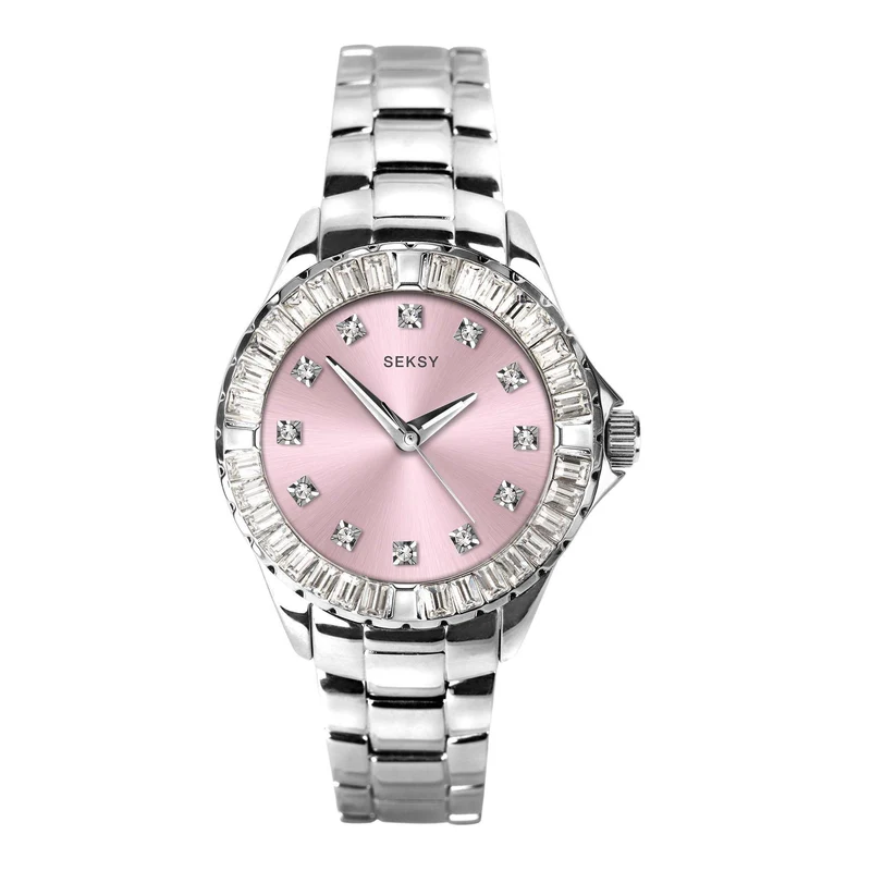 Seksy Classic Quartz Pink Dial Stainless Steel Bracelet Ladies Watch 2947