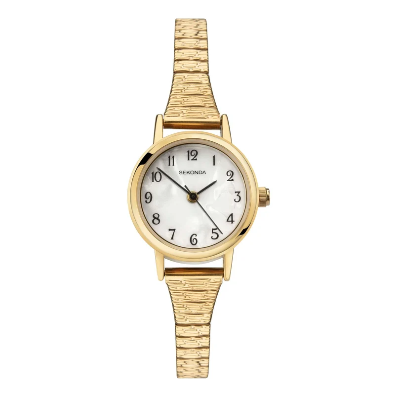 Sekonda Quartz Mother of Pearl Dial Gold PVD Expander Stainless Steel Bracelet Ladies Watch 4677