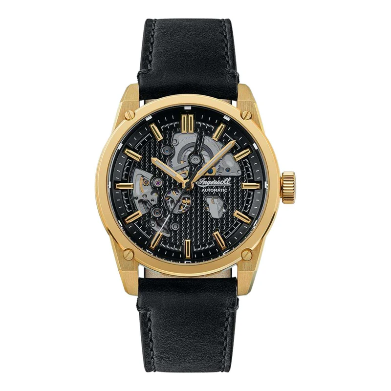 Ingersoll The Carroll Automatic Black Dial Black Leather Strap Men's Watch I11601