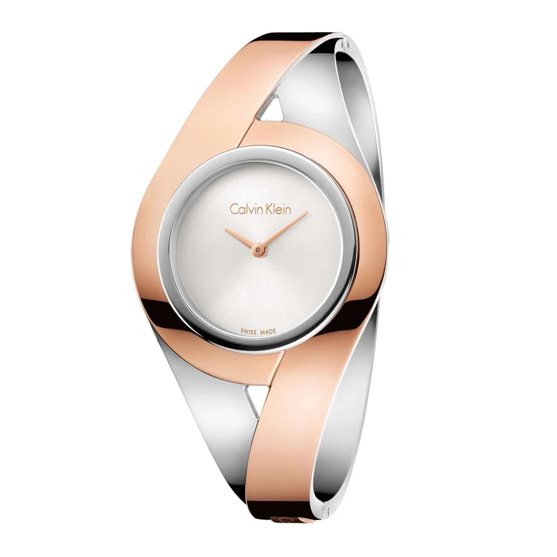 Calvin Klein Sensual Quartz Silver Dial Two Tone Stainless Steel Bracelet Ladies Watch K8E2M1Z6