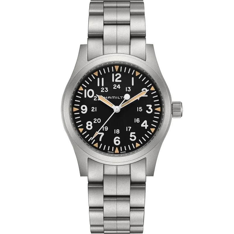 Hamilton Khaki Field 42mm Black Dial Steel Mens Mechanical Watch H69529133