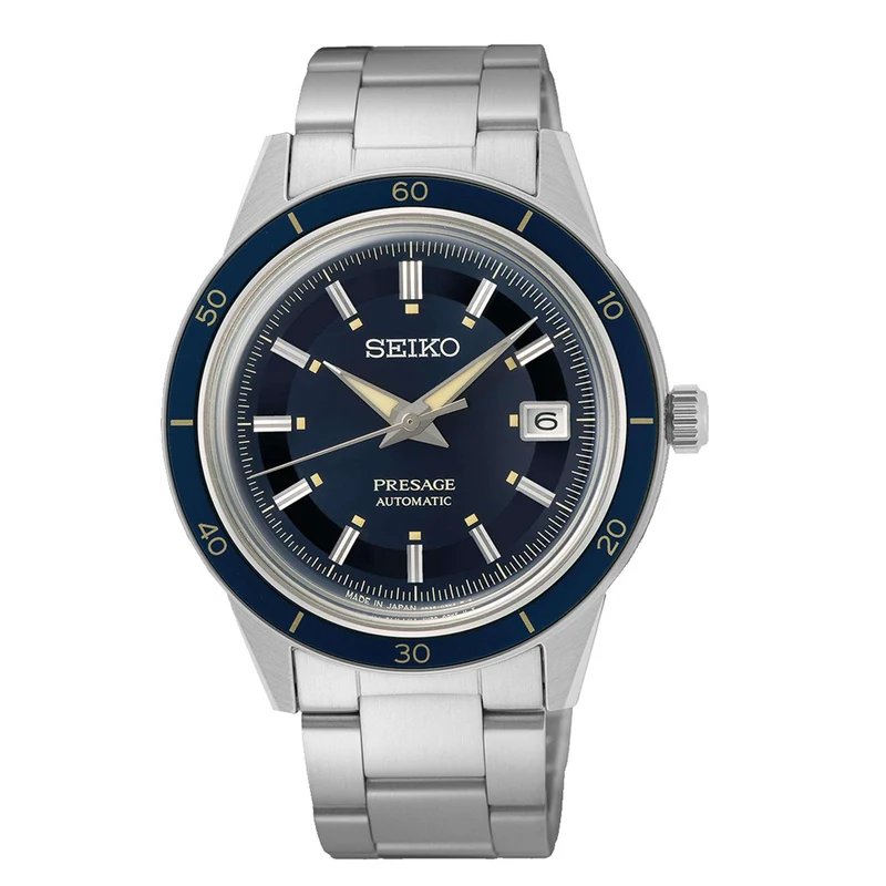 Seiko Presage Style 60s Automatic Blue Dial Stainless Steel Bracelet Men's Watch SRPG05J1