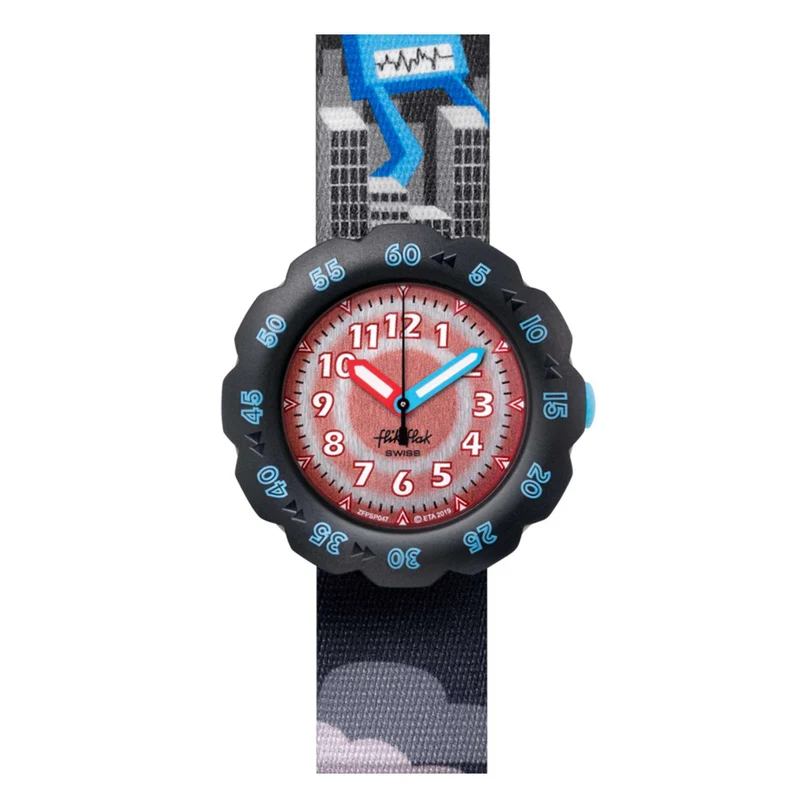 Flik Flak Colour Blast Quartz Blue Dial Blue Textile Strap Childrens Watch FPNP043
