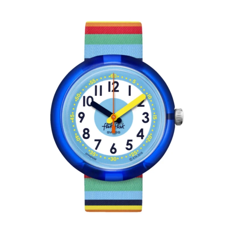 Flik Flak Stripybow Quartz Two-Tone Dial Multi Coloured Textile Strap Children’s Watch FPNP056