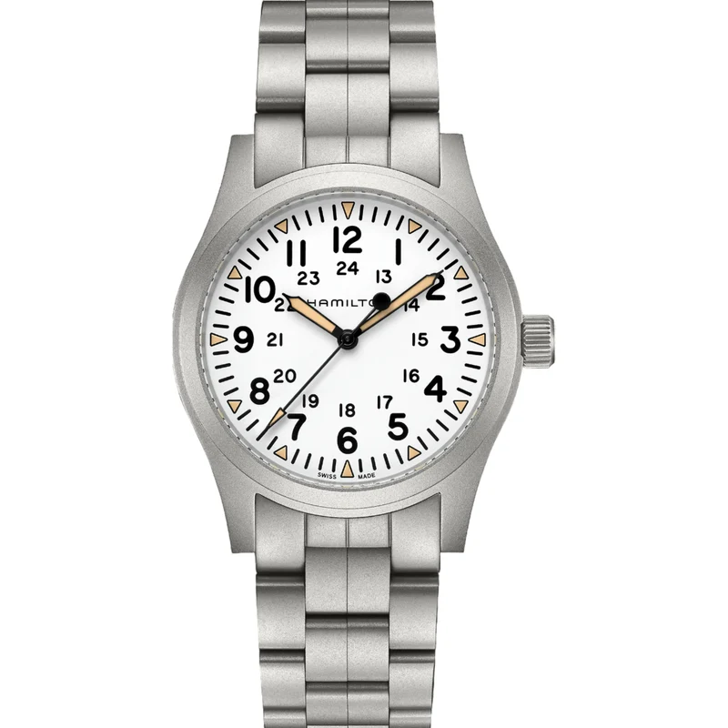 Hamilton Khaki Field 42mm White Dial Steel Mens Mechanical Watch H69529113