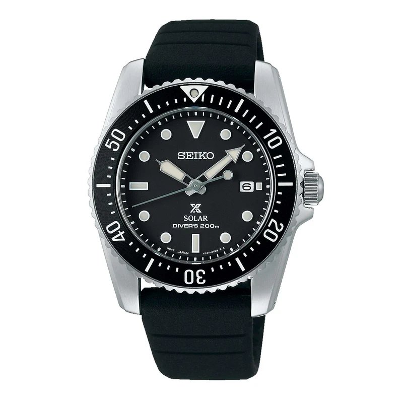 Seiko Prospex Compact Scuba Solar Black Dial Black Strap Men's Watch SNE573P1