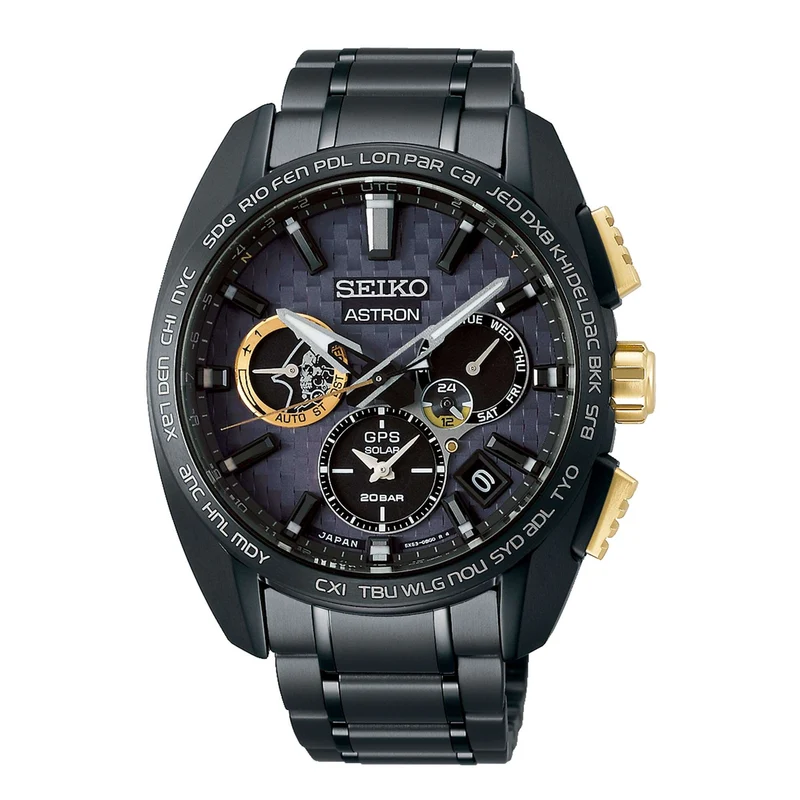 Seiko Astron KOJIMA Limited Edition GPS Solar Black Dial Black PVD Titanium Bracelet Men's Watch SSH097J1