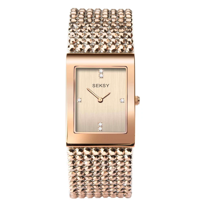 Seksy Dress Quartz Rose Gold Dial Rose Gold Brass Bracelet Ladies Watch 2724