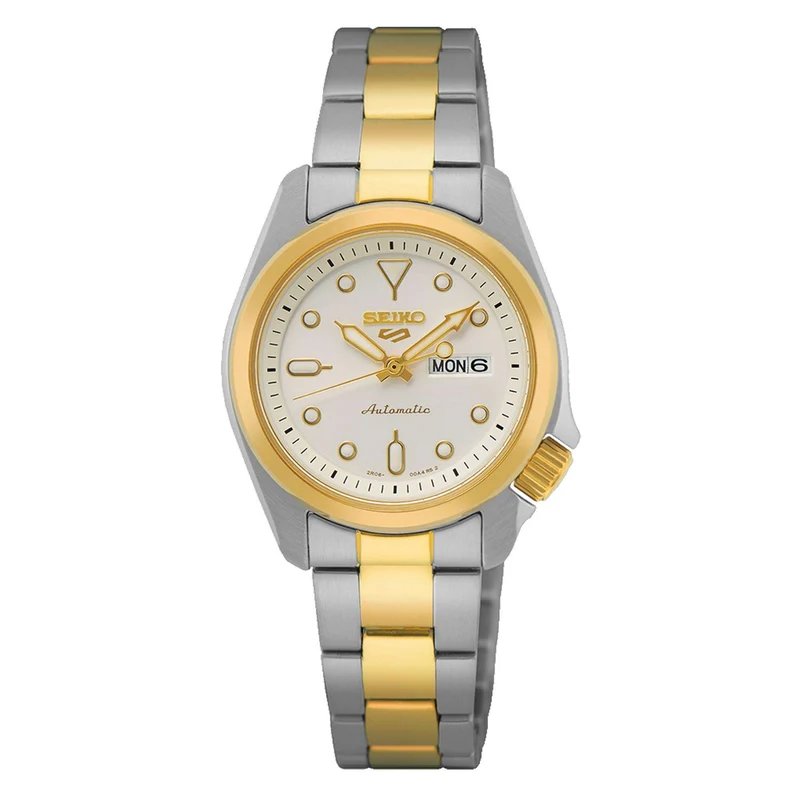 Seiko 5 Sports Compact Automatic White Dial Two-Tone Stainless Steel Bracelet Ladies Watch SRE004K1