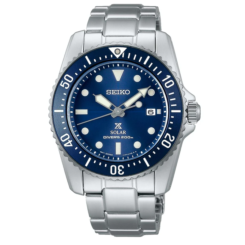 Seiko Prospex Quartz Solar Blue Dial Stainless Steel Bracelet Men's Watch SNE585P1