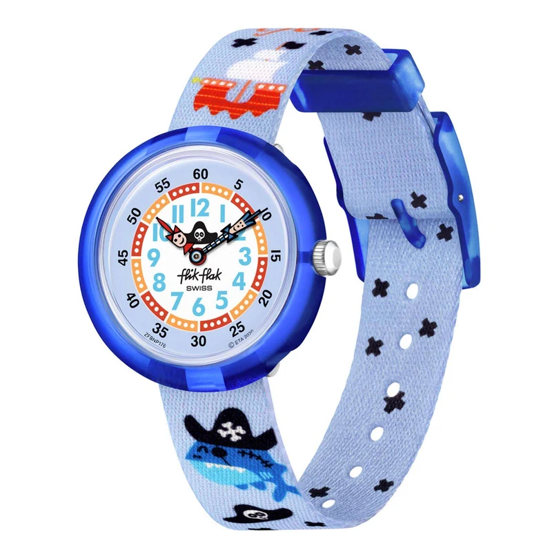 Flik Flak Ahoy Matey! Quartz Blue Dial Blue Fabric Strap Kids Watch FBNP178