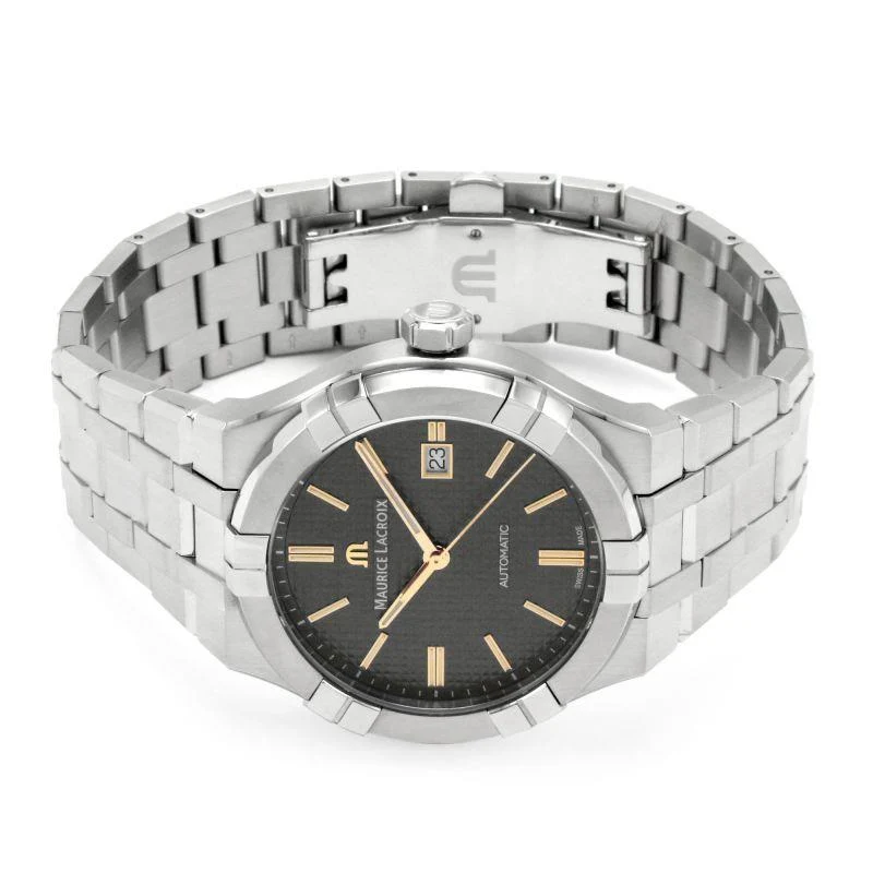 Maurice Lacroix Aikon Auto Black Dial Silver Steel Men's Watch AI6008-SS002-331-1