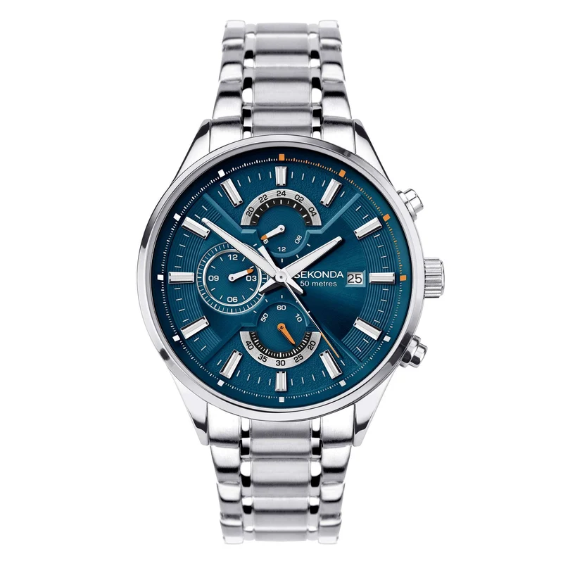 Sekonda Dress Quartz Blue Dial Stainless Steel Bracelet Men's Watch 1839