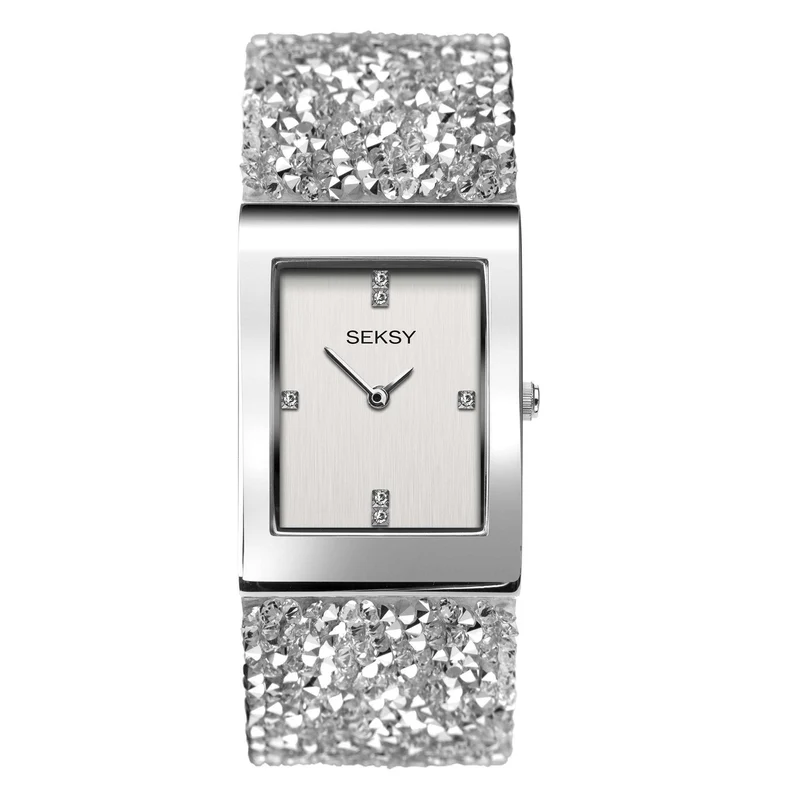 Seksy Dress Quartz Silver Dial Silver PVD Brass Bracelet Ladies Watch 2652