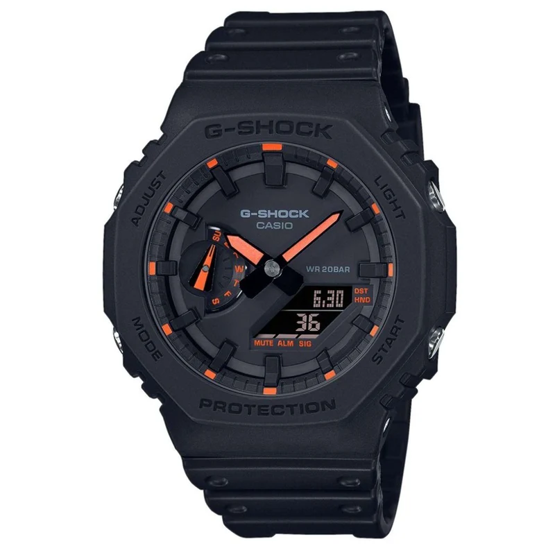 Casio G-Shock Octagon Series ‘CasiOak’ Quartz Grey Dial Grey Silicone Strap Mens Watch GA-2100-1A4ER