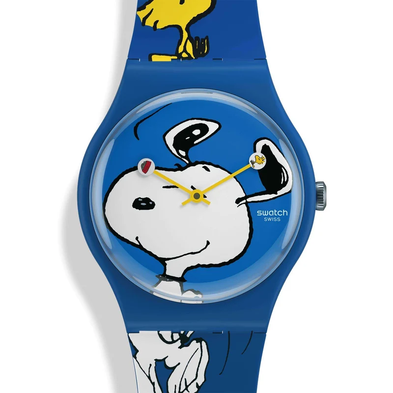 Swatch Peanuts Snoopy HEE HEE HEE Blue Dial and Silicone Strap Watch SO29Z106