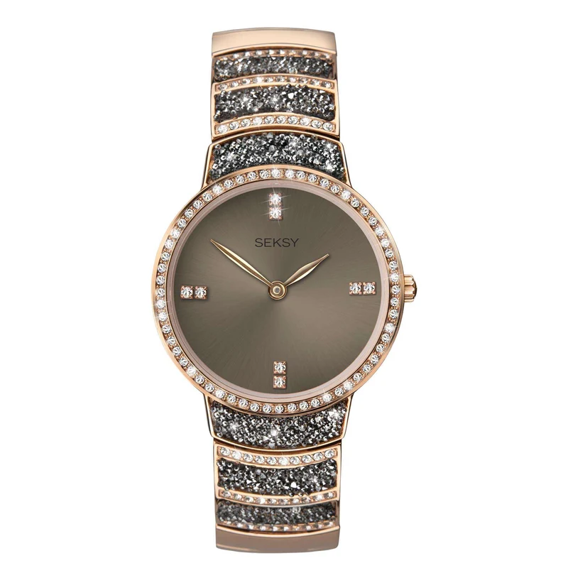 Seksy Dress Quartz Grey Dial Multi Coloured Stainless Steel Bracelet Ladies Watch 2746