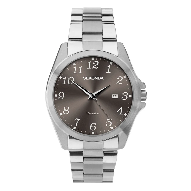 Sekonda Classic Quartz Grey Dial Stainless Steel Bracelet Men's Watch 1636