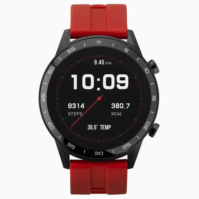 Sekonda Black Interactive Dial Red Silicone Strap Men's Smart Watch 1910