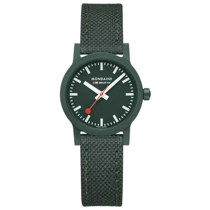 Mondaine Essence Quartz Green Dial Green Textile Strap Ladies Watch MS1.32160.LF