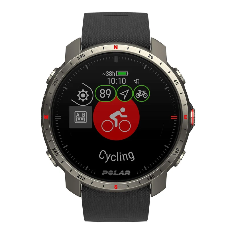 Polar Grit X Pro Titan Grey Quartz Black Dial Rubber Strap Watch 90085777